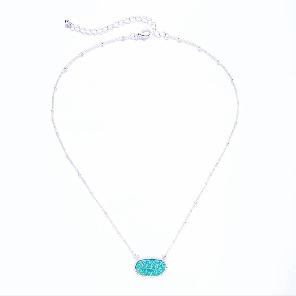 Offers Welcome!! NWT Sparkly Teal Pendant on Station Chain
